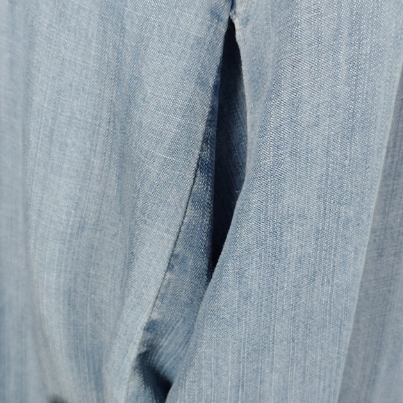 Easel Womens Washed Blue Off-Shoulder Embroidered Tunic Dress. - Picture 5 of 14